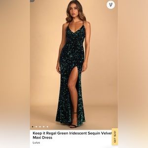 Lulu's Keep it Regal Green
Iridescent Sequin Velvet Maxi
Dress